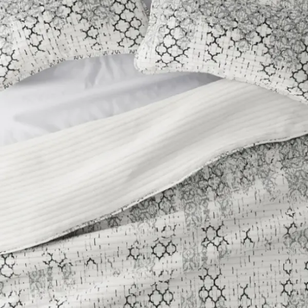 Quilts-Kirkland's Home White Trellis Reversible 2-Pc. Twin Quilt Set White/Gray
