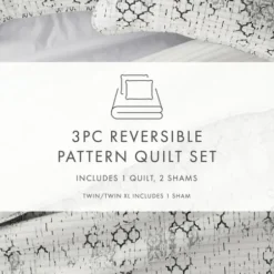 Quilts-Kirkland's Home White Trellis Reversible 2-Pc. Twin Quilt Set White/Gray