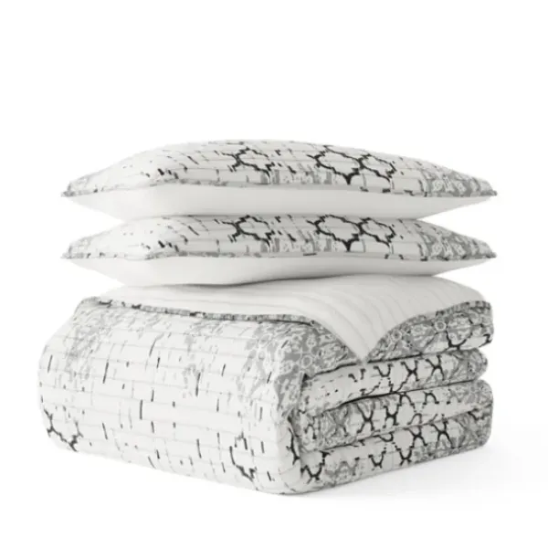 Quilts-Kirkland's Home White Trellis Reversible 3-Pc. King Quilt Set White/Gray
