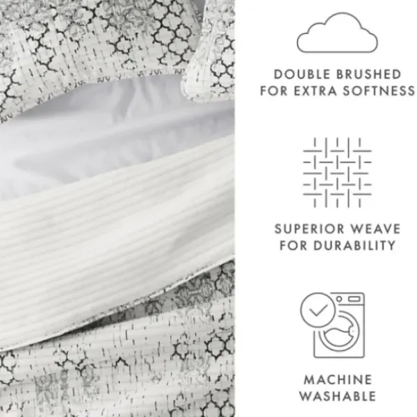 Quilts-Kirkland's Home White Trellis Reversible 3-Pc. King Quilt Set White/Gray
