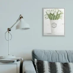 Framed Art-Kirkland's Home White Tulip Bouquet In A Vase Framed Art Print White/Green