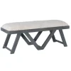 Benches & Ottomans-Kirkland's Home White Upholstered Seat And Blue Wood Bench Blue/White