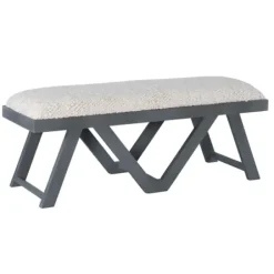Benches & Ottomans-Kirkland's Home White Upholstered Seat And Blue Wood Bench Blue/White