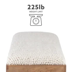 Benches & Ottomans-Kirkland's Home White Upholstered Seat And Tan Wood Bench Tan/White