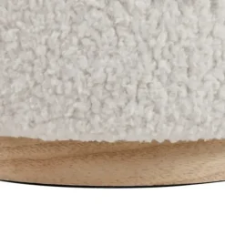 Benches & Ottomans-Kirkland's Home White Upholstered Wood Trim Ottoman White/Tan