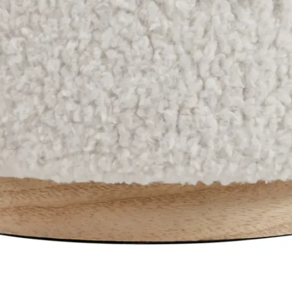 Benches & Ottomans-Kirkland's Home White Upholstered Wood Trim Ottoman White/Tan