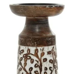 Candle Holders-Kirkland's Home White Washed Botanical Candle Holders, Set Of 3 White/Brown