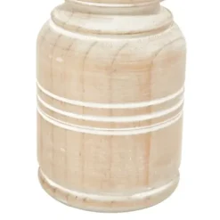 Candle Holders-Kirkland's Home White Washed Wood Carved Candle Holders, Set Of 3 White/Brown/Tan