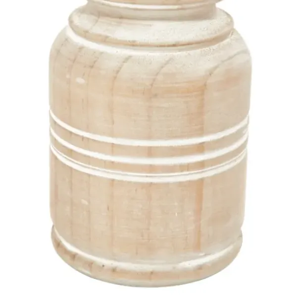 Candle Holders-Kirkland's Home White Washed Wood Carved Candle Holders, Set Of 3 White/Brown/Tan