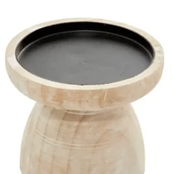 Candle Holders-Kirkland's Home White Washed Wood Cone Candle Holders, Set Of 3 White/Brown/Tan