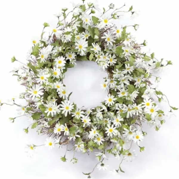 Wreaths-Kirkland's Home White Wild Daisies Wreath White/Green