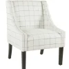 Accent Chairs-Kirkland's Home White Windowpane Modern Swoop Accent Chair White/Black