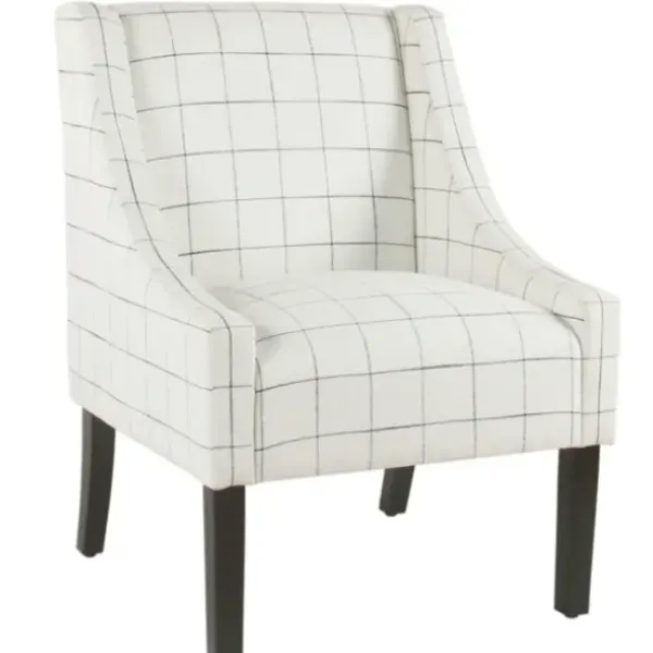 Accent Chairs-Kirkland's Home White Windowpane Modern Swoop Accent Chair White/Black