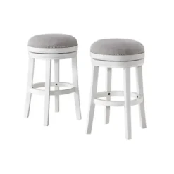 Bar Stools & Counter Height Stools-Kirkland's Home White Wood Backless Swivel 2-Pc. Bar Stool Set Gray