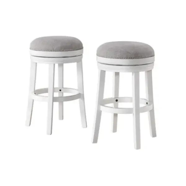 Bar Stools & Counter Height Stools-Kirkland's Home White Wood Backless Swivel 2-Pc. Bar Stool Set Gray