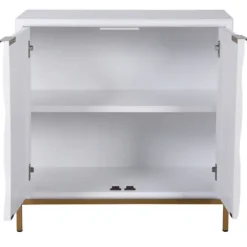 Cabinets & Sideboards-Kirkland's Home White Wood Basket Weave Cabinet