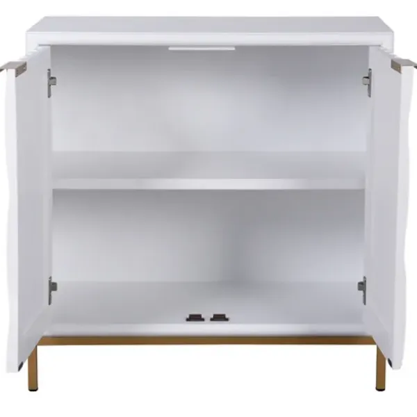 Cabinets & Sideboards-Kirkland's Home White Wood Basket Weave Cabinet