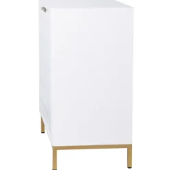 Cabinets & Sideboards-Kirkland's Home White Wood Basket Weave Cabinet