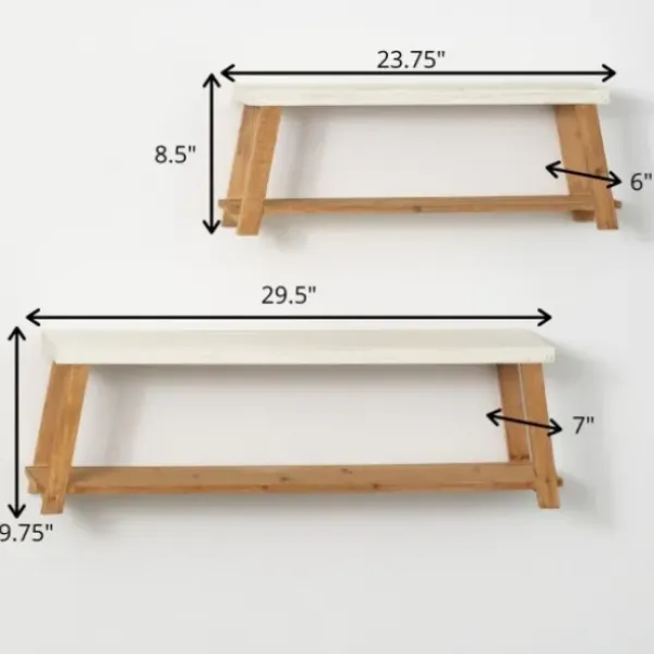 Shelves-Kirkland's Home White Wood Bench Frame Wall Shelves, Set Of 2