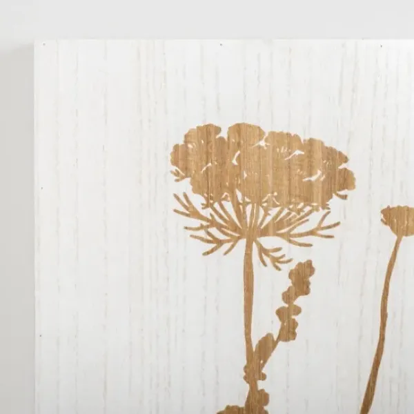Wall Plaques-Kirkland's Home White Wood Botanical I Wall Plaque White/Brown