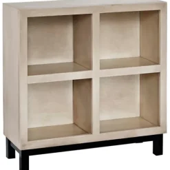 Entryway Furniture-Kirkland's Home White Wood 4-Cubby Bookshelf