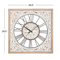 Clocks-Kirkland's Home White Wood Farmhouse Square Wall Clock