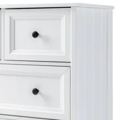 Dressers & Chests-Kirkland's Home White Wood Five Framed Drawers Dresser