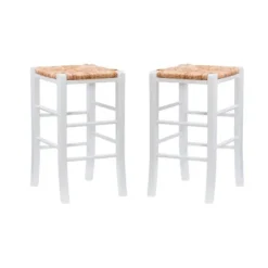 Bar Stools & Counter Height Stools-Kirkland's Home White Wood Grass Backless 2-Pc. Counter Stool Set Tan