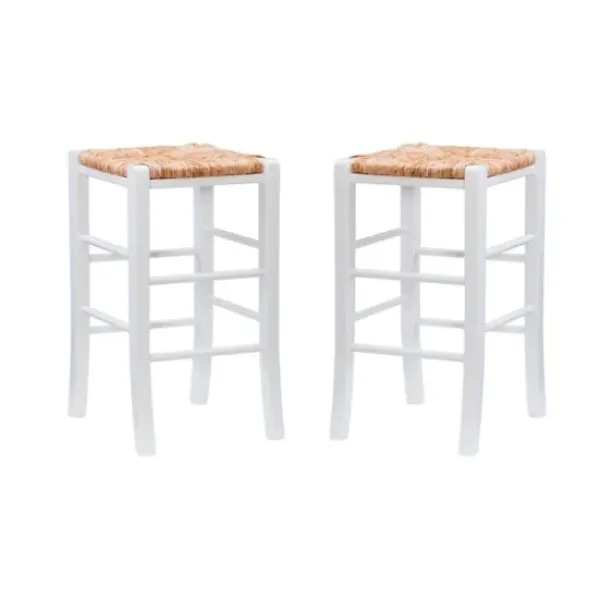 Bar Stools & Counter Height Stools-Kirkland's Home White Wood Grass Backless 2-Pc. Counter Stool Set Tan