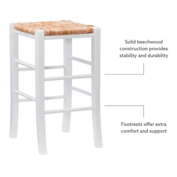 Bar Stools & Counter Height Stools-Kirkland's Home White Wood Grass Backless 2-Pc. Counter Stool Set Tan