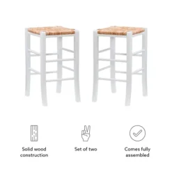 Bar Stools & Counter Height Stools-Kirkland's Home White Wood Grass Backless 2-Pc. Counter Stool Set Tan