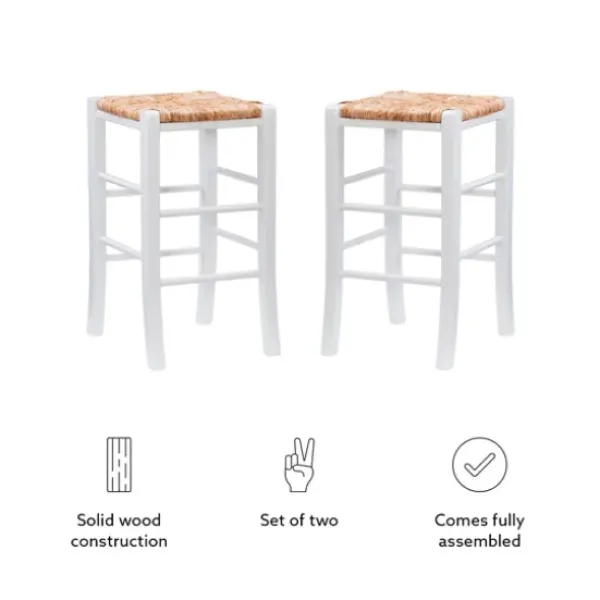 Bar Stools & Counter Height Stools-Kirkland's Home White Wood Grass Backless 2-Pc. Counter Stool Set Tan