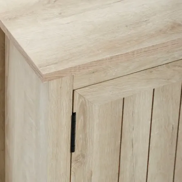 Tv Stands & Media Consoles-Kirkland's Home White Wood Grooved Door Tv Stand Ivory