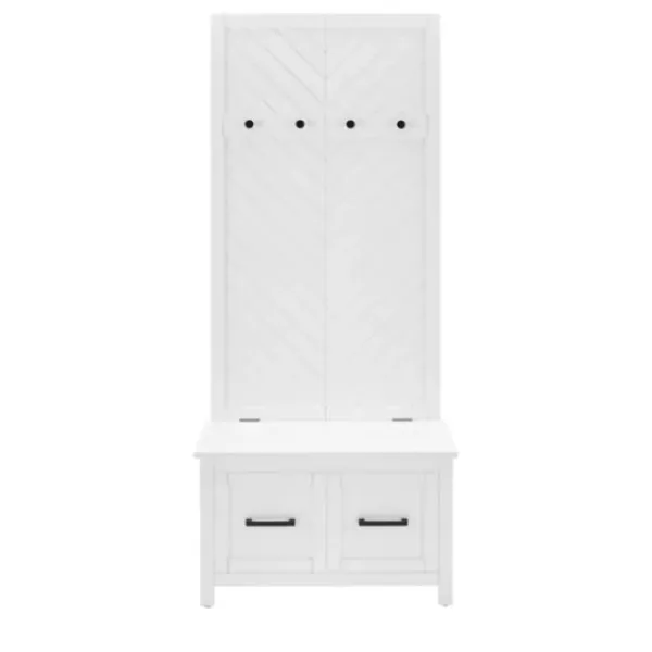 Entryway Furniture-Kirkland's Home White Wood Herringbone Hall Tree