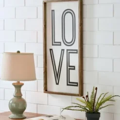 Wall Quotes & Signs-Kirkland's Home White Wood Love Framed Wall Plaque White/Black