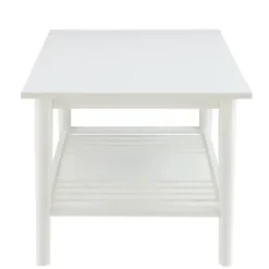 Coffee Tables-Kirkland's Home White Wood Midcentury Coffee Table