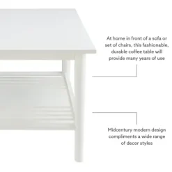 Coffee Tables-Kirkland's Home White Wood Midcentury Coffee Table