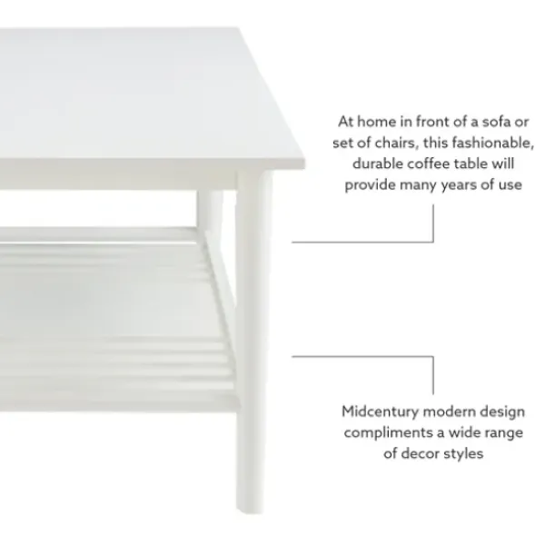 Coffee Tables-Kirkland's Home White Wood Midcentury Coffee Table