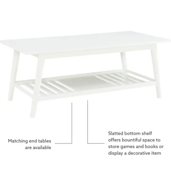 Coffee Tables-Kirkland's Home White Wood Midcentury Coffee Table