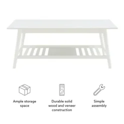 Coffee Tables-Kirkland's Home White Wood Midcentury Coffee Table