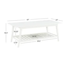 Coffee Tables-Kirkland's Home White Wood Midcentury Coffee Table