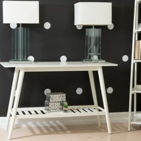 Console Tables-Kirkland's Home White Wood Midcentury Console Table