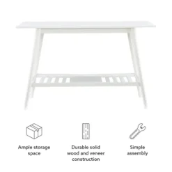 Console Tables-Kirkland's Home White Wood Midcentury Console Table