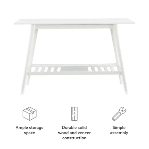 Console Tables-Kirkland's Home White Wood Midcentury Console Table