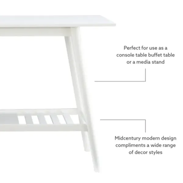 Console Tables-Kirkland's Home White Wood Midcentury Console Table