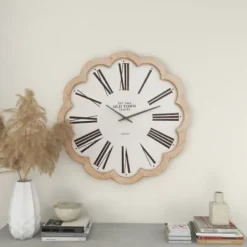 Clocks-Kirkland's Home White Wood Scalloped Frame Wall Clock