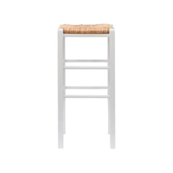 Bar Stools & Counter Height Stools-Kirkland's Home White Wood Seagrass Backless 2-Pc. Bar Stool Set Tan