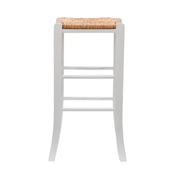 Bar Stools & Counter Height Stools-Kirkland's Home White Wood Seagrass Backless 2-Pc. Bar Stool Set Tan