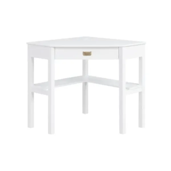Office Furniture-Kirkland's Home White Wood Single Drawer Corner Desk