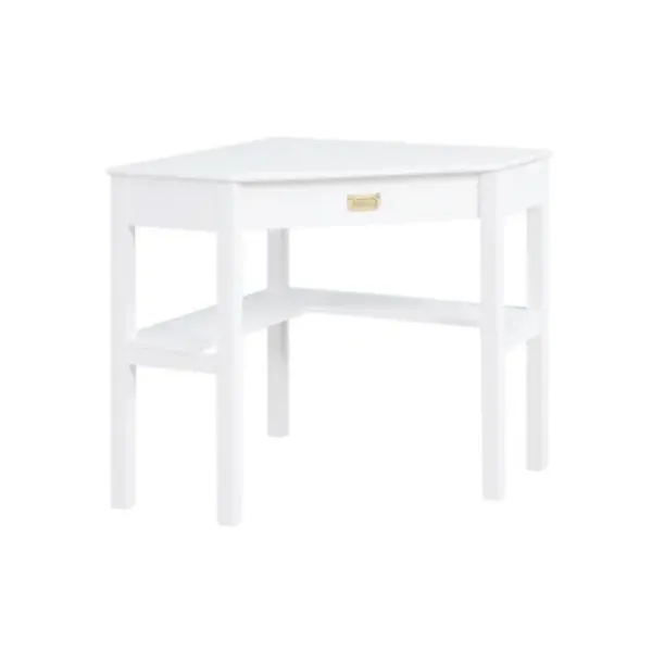 Office Furniture-Kirkland's Home White Wood Single Drawer Corner Desk